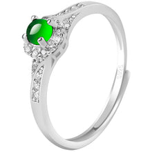 Natural Jade Ring Adjustable Silver Jadeite Ring