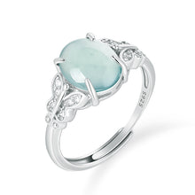 Natural Jade Ring Adjustable Silver Jadeite Ring