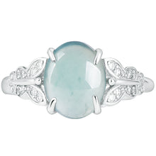 Natural Jade Ring Adjustable Silver Jadeite Ring