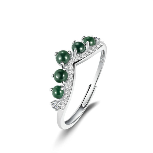 Natural Jade Ring Adjustable Silver Jadeite Ring
