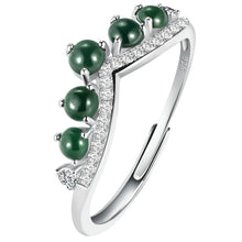 Natural Jade Ring Adjustable Silver Jadeite Ring