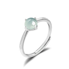 Natural Jade Ring Adjustable Silver Jadeite Ring