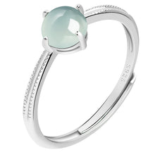 Natural Jade Ring Adjustable Silver Jadeite Ring
