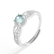 Natural Jade Ring Adjustable Silver Jadeite Ring