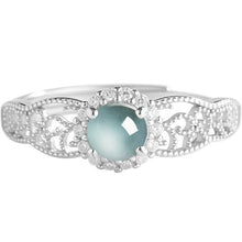 Natural Jade Ring Adjustable Silver Jadeite Ring
