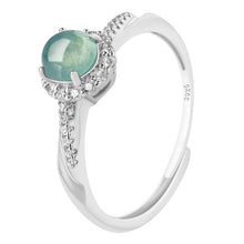 Natural Jade Ring Adjustable Silver Jadeite Ring