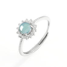 Natural Jade Ring Adjustable Silver Jadeite Ring