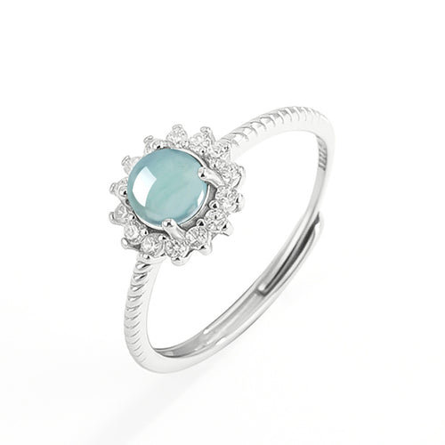 Natural Jade Ring Adjustable Silver Jadeite Ring