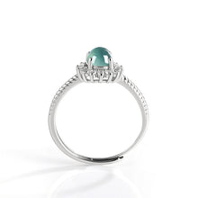 Natural Jade Ring Adjustable Silver Jadeite Ring