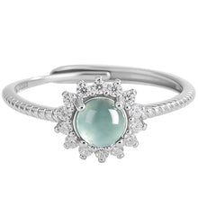 Natural Jade Ring Adjustable Silver Jadeite Ring