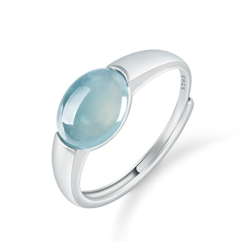 Natural Jade Ring Adjustable Silver Jadeite Ring