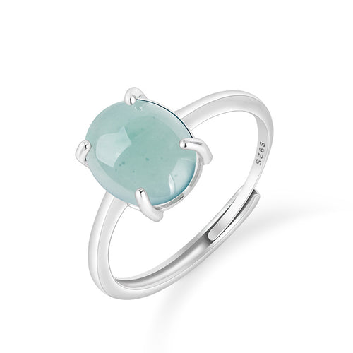 Natural Jade Ring Adjustable Silver Jadeite Ring