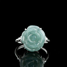 Natural Jade Ring Adjustable Silver Jadeite Ring