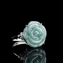 Natural Jade Ring Adjustable Silver Jadeite Ring