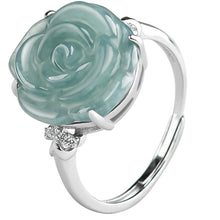 Natural Jade Ring Adjustable Silver Jadeite Ring