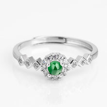Natural Jade Ring Adjustable Silver Jadeite Ring