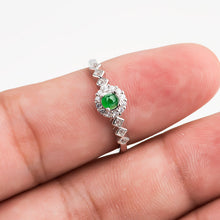 Natural Jade Ring Adjustable Silver Jadeite Ring