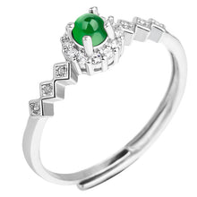 Natural Jade Ring Adjustable Silver Jadeite Ring