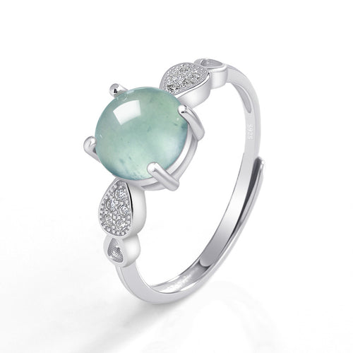 Natural Jade Ring Adjustable Silver Jadeite Ring