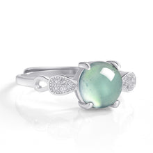 Natural Jade Ring Adjustable Silver Jadeite Ring