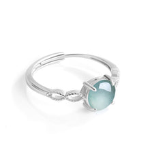 Natural Jade Ring Adjustable Silver Jadeite Ring