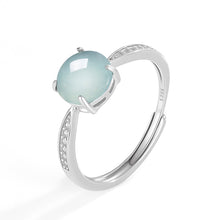 Natural Jade Ring Adjustable Silver Jadeite Ring