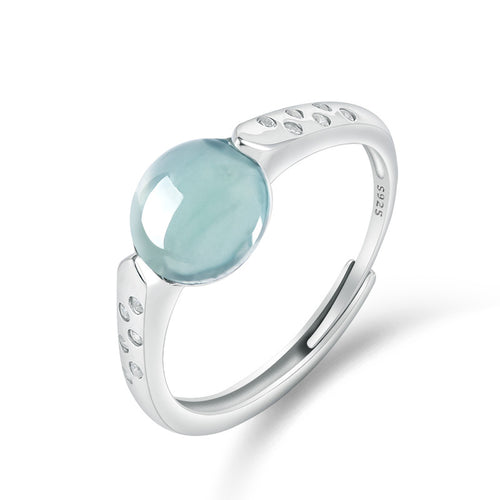 Natural Jade Ring Adjustable Silver Jadeite Ring