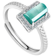 Natural Jade Ring Adjustable Silver Jadeite Ring