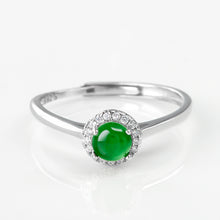 Natural Jade Ring Adjustable Silver Jadeite Ring