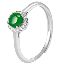 Natural Jade Ring Adjustable Silver Jadeite Ring