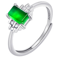 Natural Jade Ring Adjustable Silver Jadeite Ring