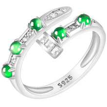 Natural Jade Ring Adjustable Silver Jadeite Ring