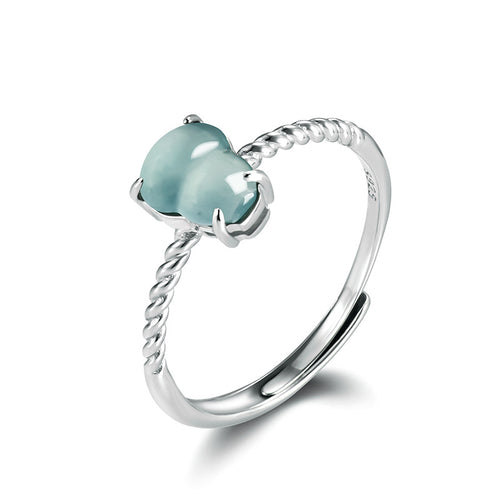 Natural Jade Ring Adjustable Silver Jadeite Ring