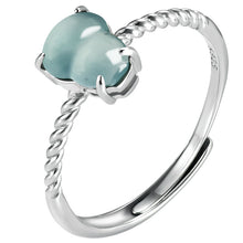 Natural Jade Ring Adjustable Silver Jadeite Ring