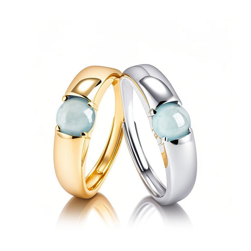 Natural Jade Ring Adjustable Silver Jadeite Ring