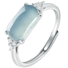 Natural Jade Ring Adjustable Silver Jadeite Ring