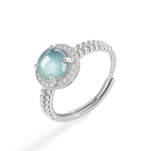 Natural Jade Ring Adjustable Silver Jadeite Ring