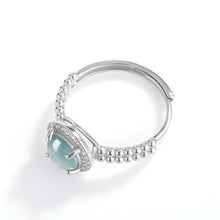 Natural Jade Ring Adjustable Silver Jadeite Ring