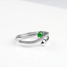 Natural Jade Ring Adjustable Silver Jadeite Ring
