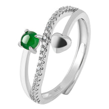 Natural Jade Ring Adjustable Silver Jadeite Ring