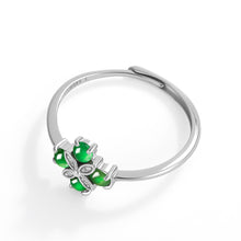 Natural Jade Ring Adjustable Silver Jadeite Ring