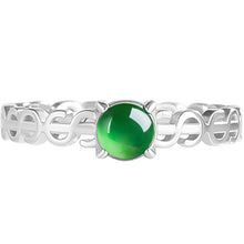Natural Jade Ring Adjustable Silver Jadeite Ring