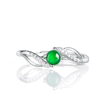 Natural Jade Ring Adjustable Silver Jadeite Ring