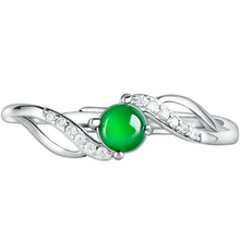 Natural Jade Ring Adjustable Silver Jadeite Ring