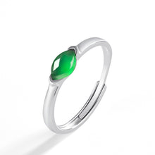 Natural Jade Ring Adjustable Silver Jadeite Ring