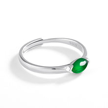 Natural Jade Ring Adjustable Silver Jadeite Ring