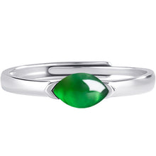 Natural Jade Ring Adjustable Silver Jadeite Ring