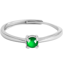 Natural Jade Ring Adjustable Silver Jadeite Ring
