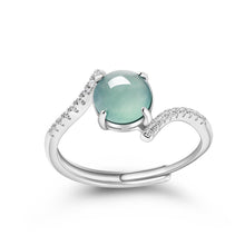 Natural Jade Ring Adjustable Silver Jadeite Ring