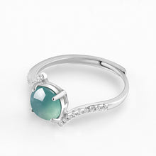 Natural Jade Ring Adjustable Silver Jadeite Ring